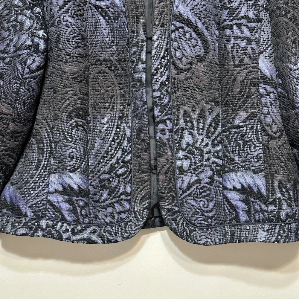 Coldwater‎ Creek Womens Brocade Open Front Blazer Jacket Size L 14-16 Classic